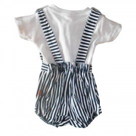 Premium Dungaree with Short Sleeves T-Shirt Bow Style