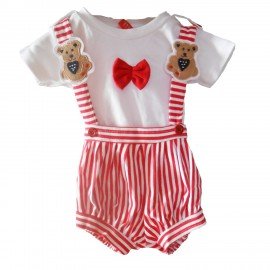 Premium Dungaree with Short Sleeves T-Shirt Bow Style