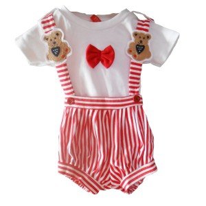 Premium Dungaree with Short Sleeves T-Shirt Bow St..