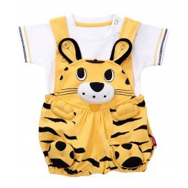 NammaBaby Premium Dungaree with Short Sleeves T-Shirt Tiger Print