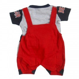 NammaBaby Premium Dungaree with Short Sleeves T-Shirt Teddy Print