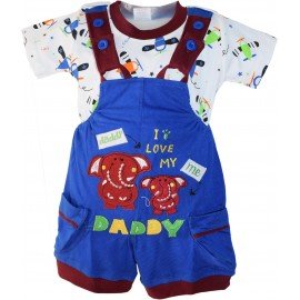 NammaBaby Premium Dungaree with Short Sleeves T-Shirt I Love Daddy Print