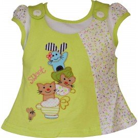 Premium Baby Girls Short Sleeves Frock Dress with Panty, Dungaree Style Frock with Print, 