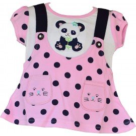 Premium Baby Girls Short Sleeves Frock Dress with Panty, Dungaree Style Frock with Print, 