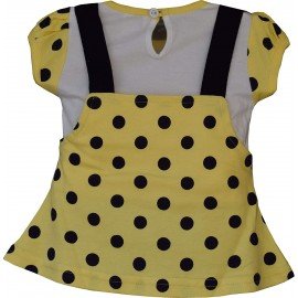 Premium Baby Girls Short Sleeves Frock Dress with Panty, Dungaree Style Frock with Print, 