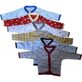 Cotton Front Open Full Sleeves Jhabla Tshirt - Multi Print