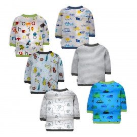 Cotton Front Open Full Sleeves Jhabla Tshirt - Multi Print