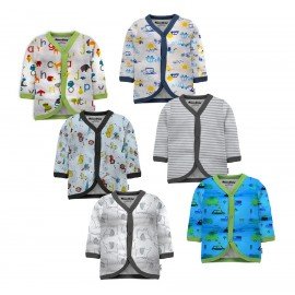 Cotton Front Open Full Sleeves Jhabla Tshirt - Multi Print