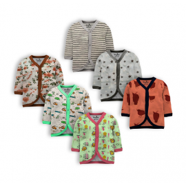 Cotton Front Open Full Sleeves Jhabla Tshirt - Multi Print