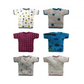 Cotton Front Open Half Sleeves Jhabla Tshirt - Multi Print 