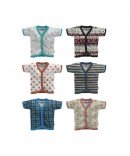 Cotton Front Open Half Sleeves Jhabla Tshirt - Multi Print 