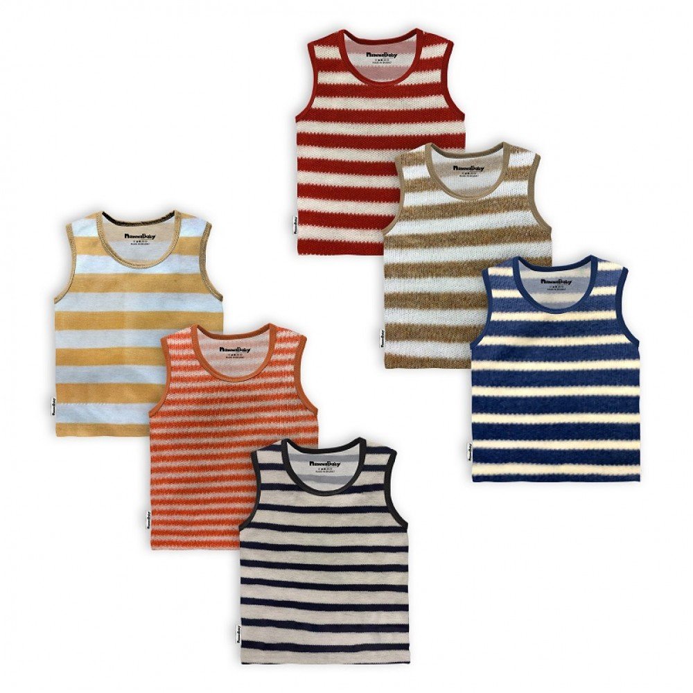 Hosiery Cotton Sleeveless Tshirt - Stripe Print