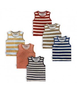 Hosiery Cotton Sleeveless Tshirt - Stripe Print