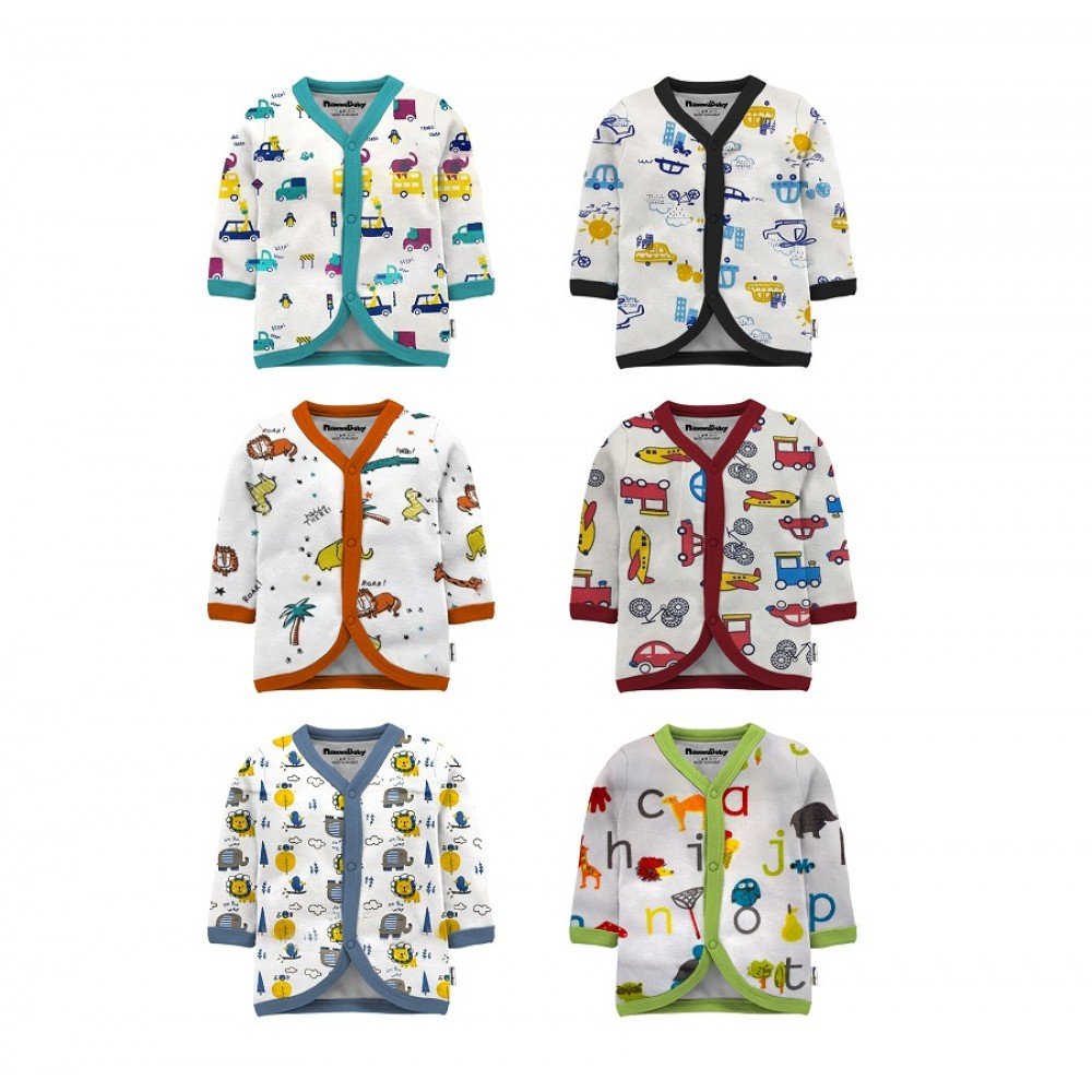 Cotton Front Open Full Sleeves Jhabla Tshirt White Base Designs