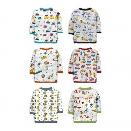 Cotton Front Open Full Sleeves Jhabla Tshirt White Base Designs