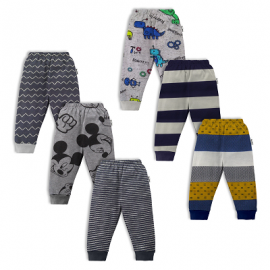 Hosiery Cotton Pant with Bottom Rib - Multi Print