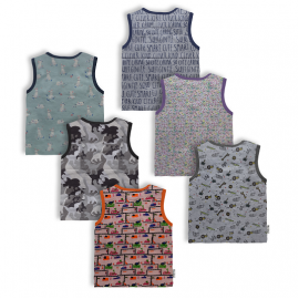 Hosiery Cotton Sleeveless Tshirt - Multi Print