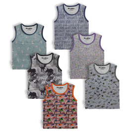 Hosiery Cotton Sleeveless Tshirt - Multi Print