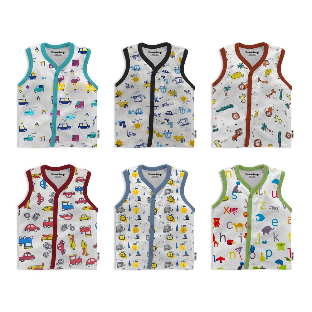 Cotton Front Open Sleeveless Jhabla Tshirt White Base Designs