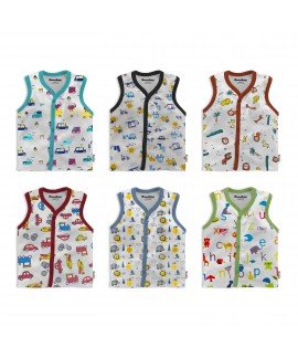 Cotton Front Open Sleeveless Jhabla Tshirt White Base Designs