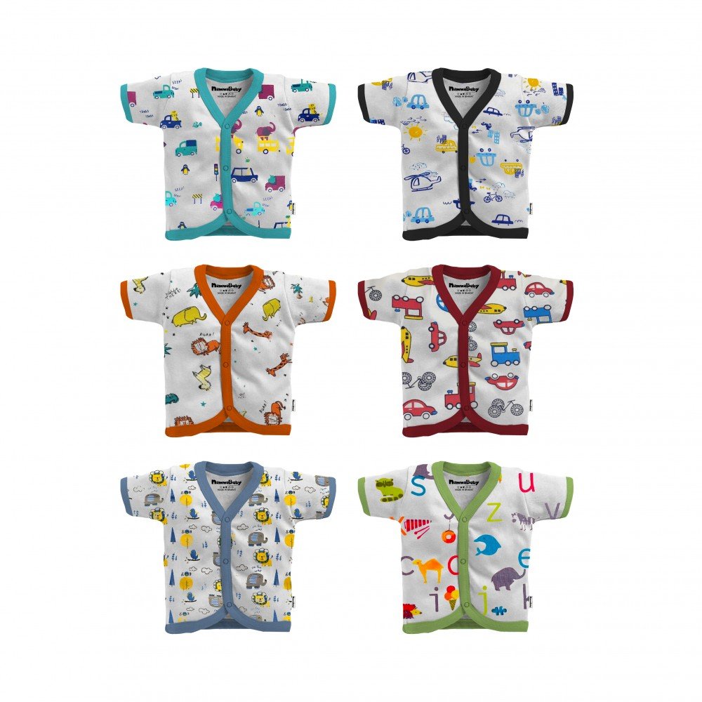 Cotton Front Open Half Sleeves Jhabla Tshirt White Base Designs