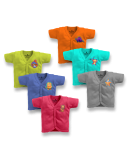 Cotton Front Open Half Sleeves Jhabla Tshirt Plain Color with Chest Sticker  Designs