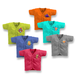 Cotton Front Open Half Sleeves Jhabla Tshirt Plain Color with Chest Sticker  Designs